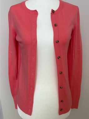 Ann Taylor Coral Pink Lightweight Button-Front Cardigan